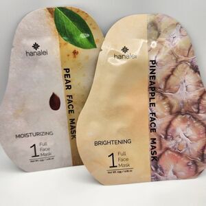 Hanalei Set of 2 Full Face Sheet Masks Pineapple and Pear 0.81 oz each
